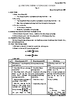 Giáo án môn Đại số lớp 11 - Tiết 8: Phương trình lượng giác cơ bản