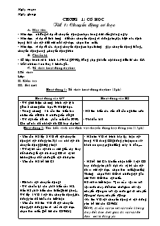 Giáo án môn học Vật lý 8 tiết 1: Chuyển động cơ học