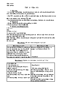 Giáo án môn học Vật lý 8 tiết 2: Vận tốc