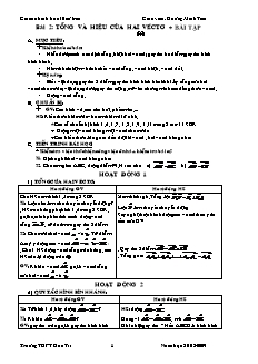 Giáo án môn Toán 11 - Bài 2: Tổng và hiệu của hai véctơ + Bài tập