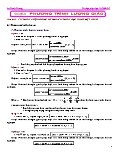 Giáo án môn Toán 11 - Chủ đề 2: Phương trình lượng giác