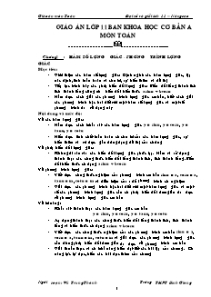 Giáo án môn Toán - Đại số và giải tích 11 – Nâng cao