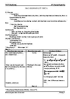 Giáo án môn Toán khối 11 - Bài 2: Hàm số luỹ thừa