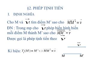 Giáo án môn Toán khối 11 - Bài 2: Phép tịnh tiến