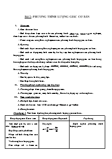 Giáo án môn Toán khối 11 - Bài 2: Phương trình lượng giác cơ bản