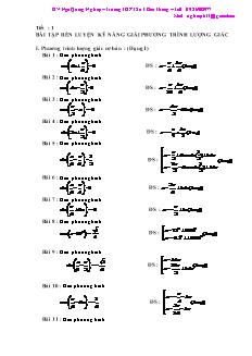 Giáo án môn Toán khối 11 - Bài tập rèn luyện kỹ năng giải phương trình lượng giác