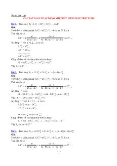 Giáo án môn Toán khối 11 - Các bài toán về áp dụng nhị thức Niuton để tính tổng
