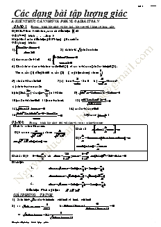 Giáo án môn Toán khối 11 - Các dạng bài tập lượng giác