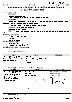 Giáo án môn Toán khối 11 - Chương I: Hàm số lượng giác và phương trình lượng giác