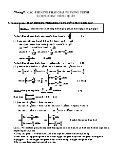 Giáo án môn Toán khối 11 - Chương II: Các phương pháp giải phương trình lương giác tổng quát