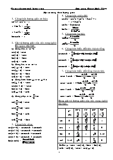 Giáo án môn Toán khối 11 - Một số công thức lượng giác