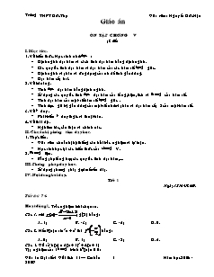 Giáo án môn Toán khối 11 - Ôn tập chương V - Trường THPT Đức Thọ