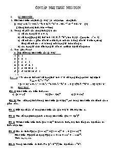 Giáo án môn Toán khối 11 - Ôn tập nhị thức niu - Tơn