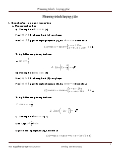 Giáo án môn Toán khối 11 - Phương trình lượng giác