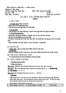 Giáo án môn Toán khối 11 - Quy tắc tính đạo hàm