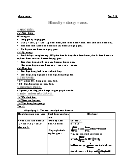 Giáo án môn Toán khối 11 - Tiết 1, 2: Hàm số y = sinx; y = cosx