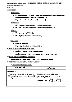 Giáo án môn Toán khối 11 - Tiết 7, 8: Phương trình lượng giác cơ bản