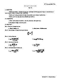Giáo án môn Toán khối 11 - Tiết 76: Ôn tập cuối năm