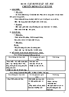 Giáo án môn Vật lý 10 - Bài 40: Các định luật kê - Ple chuyển động của vệ tinh