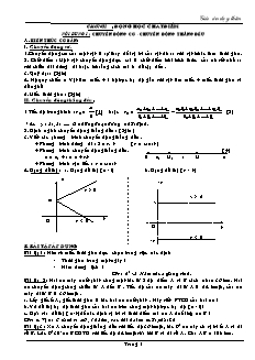 Giáo án môn Vật lý 10 - Chương 1: Động học chất điểm