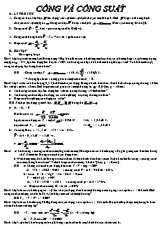 Giáo án môn Vật lý 10 - Công và công suất