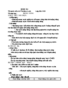 Giáo án môn Vật lý 10 - Động năng