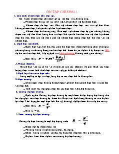 Giáo án môn Vật lý 10 - Ôn tập chương 1