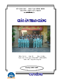 Giáo án môn Vật lý 10 - Phần cơ năng