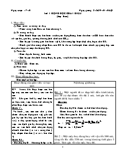 Giáo án môn Vật lý 10 - Tiết 3: Động học chất điểm (tiếp theo)