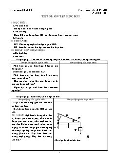 Giáo án môn Vật lý 10 - Tiết 33: Ôn tập học kì I