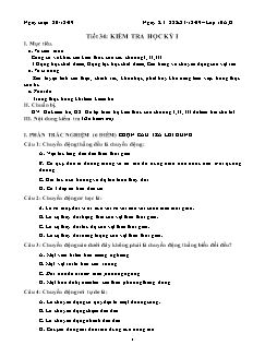 Giáo án môn Vật lý 10 - Tiết 34: Kiểm tra học kỳ I
