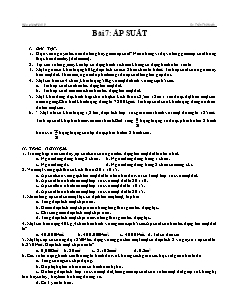 Giáo án môn Vật lý 8 - Bài 7: Áp suất