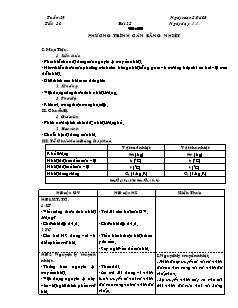 Giáo án môn Vật lý 8 tiết 30: Phương trình cân bằng nhiệt