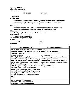 Giáo án môn Vật lý khối 8 tiết 2: Vận tốc