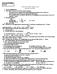 Giáo án Phụ đạo Vật lí 10 - Chuyển động rơi tự do