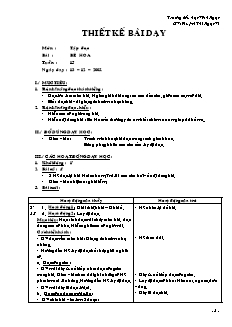 Giáo án Tập đọc 2 tuần 15: Bé Hoa