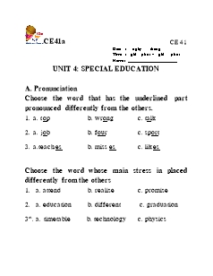 Giáo án Tiếng Anh 10 - Unit 4: Special education