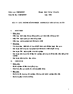 Giáo án Vật lý 10 - Bài 29: Quá trình đẳng nhiệt. định luật bôi - Lơ - ma - ri  -ốt