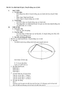 Giáo án Vật lý 10 - Bài 40: Các định luật kê - Ple, chuyển động của vệ tinh