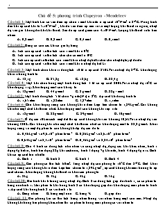 Giáo án Vật lý 10 - Chủ đề 5: Phương trình clapeyron - Mendeleev