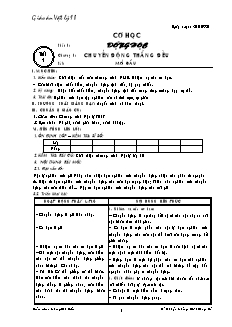 Giáo án Vật lý 10 (cơ bản) - Chương I: Chuyển động thẳng đều năm 2008