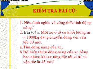 Giáo án Vật lý 10 - Thế năng