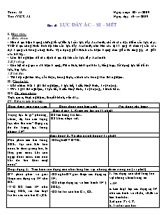 Giáo án Vật lý 8 Bài 10: Lực đẩy Ác – si – mét