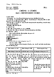 Giáo án Vật lý 8 kì 1 - Trường THCS Kim Sơn