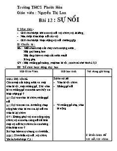 Giáo án Vật lý 8 tiết 12 bài 12: Sự nổi