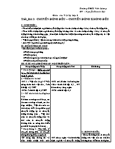 Giáo án Vật lý 8 tiết 3 bài 3: Chuyển động đều – chuyển động không đều