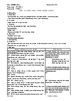 Giáo án Vật lý 8 Tiết 31: Công thức tính nhiệt lượng