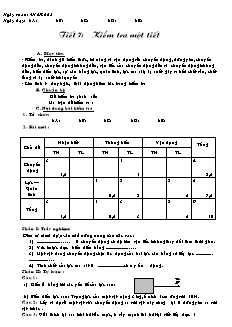Giáo án Vật lý 8 Tiết 7: Kiểm tra một tiết