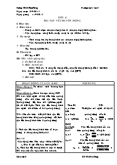 Giáo án Vật lý 8 tuần 4 tiết 4: Bài tập về chuyển động