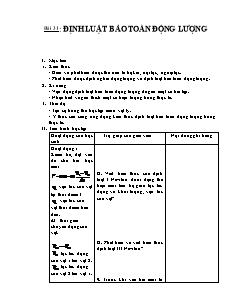Giáo án Vật lý khối 10 - Bài 31 Định luật bảo toàn động lượng